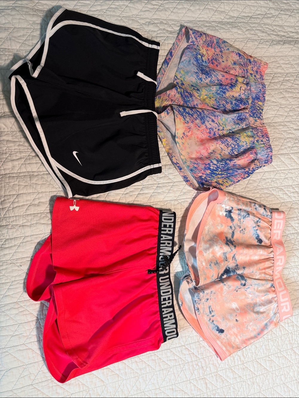 2 Under Armour, 1 Nike and 1 DSG Girls Shorts - all medium